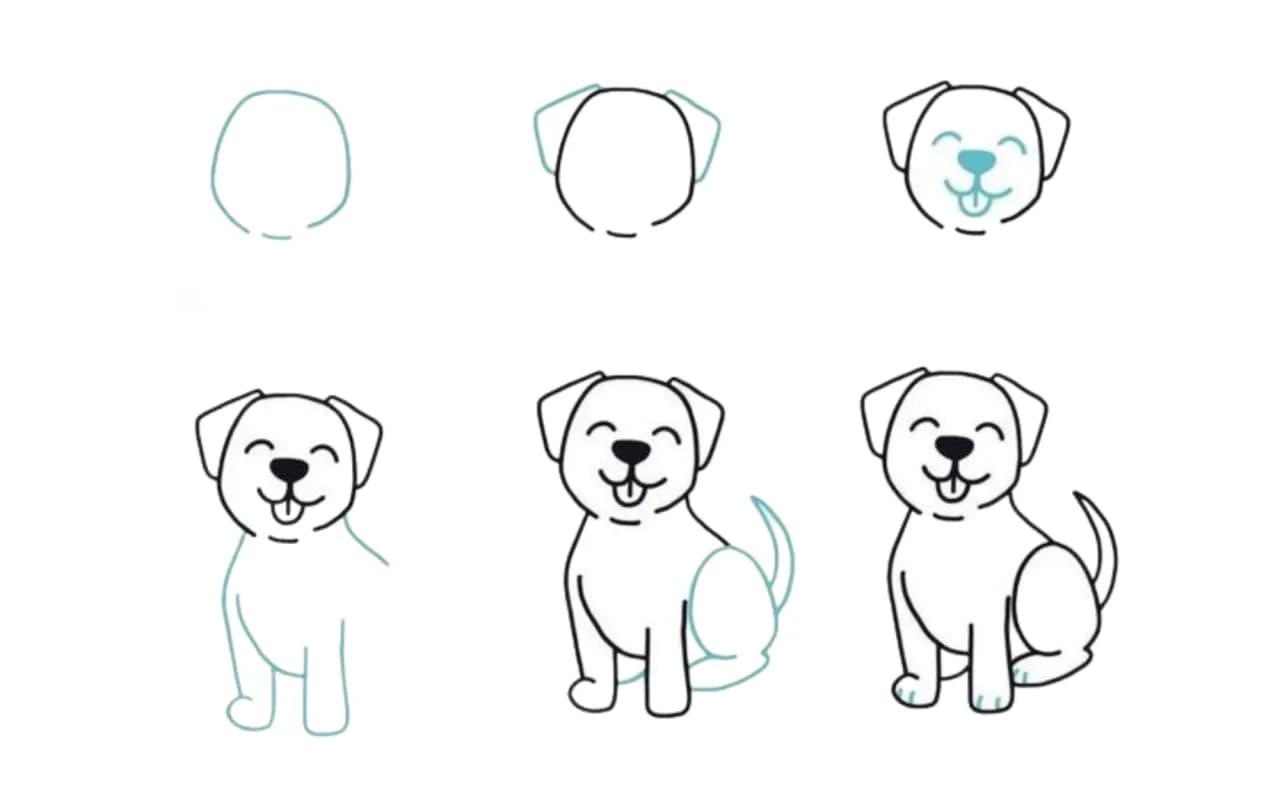 Prosty sposób jak narysować psa krok po kroku dla dzieci i początkujących